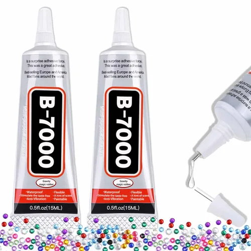 B-7000 - Pegamento artesanal para hacer joyas - 15ml/0.5oz (Paquete de 2) - Pegamento super adhesivo multifunción B-7000, pegamento líquido de Gris