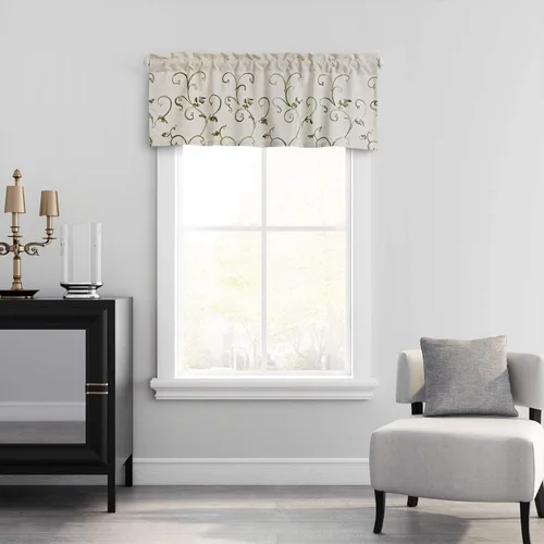 Miniatura 8 de VOGOL - Cenefa de cortinas bordadas con vides, cenefa con bolsillo para ventanas, 52 x 18 pulgadas, verde pasto