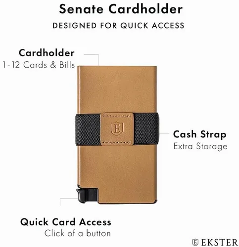 Miniatura 2 de Ekster Senate - Cartera de cuero para tarjetas - Bloqueo RFID - Acceso rápido a tarjetas Roma Coñac Cartera delgada
