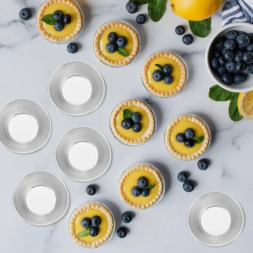 Miniatura 8 de Paquete de 25 moldes para tarta de huevo, tartaletas de aleación de aluminio, moldes de postre, moldes para tartas pequeñas, moldes para tartas