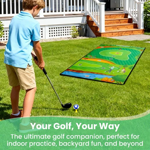 Miniatura 4 de Juego de astillado de golf, 5 en 1, portátil, juego de golf de doble cara con soporte, con bolas adhesivas, tiro con arco, hacha y dardo, juguetes