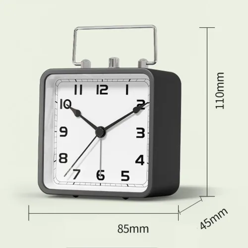 Reloj despertador para dormitorio, pequeño reloj despertador cuadrado, reloj analógico silencioso vintage con alarmas de repetición, funciona con
