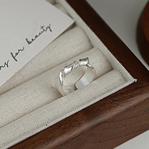 Miniatura 136 de Anillo de plata de ley 925, minimalista, ajustable, hecho a mano, para mujeres y niñas