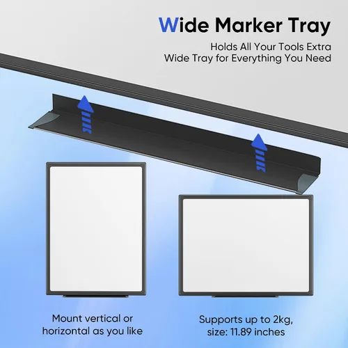 Miniatura 4 de VUSIGN Pizarra blanca magnética de 36 x 24 pulgadas para pared, pizarra de borrado en seco con marco negro, pizarra blanca colgante para oficina