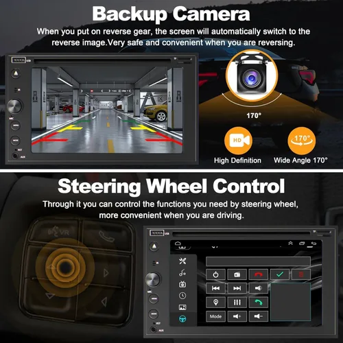 Miniatura 4 de Estéreo de coche de doble DIN con reproductor de CD/DVD, estéreo de automóvil con pantalla táctil de 7 pulgadas con Apple CarPlay y Android Auto