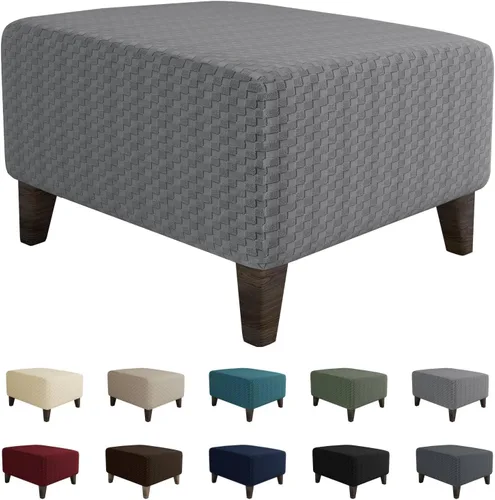 Miniatura 18 de MAXIJIN Fundas para otomano de jacquard, fundas protectoras para taburete plegable, protector de muebles, funda suave y gruesa rectangular