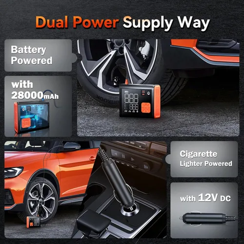 Miniatura 5 de ZUZEE Inflador de Neumáticos Compresor de Aire Portátil, 150 PSI Doble Cilindro 3X Más Rápido Inflador de neumáticos portátil, 28000mAh Modo