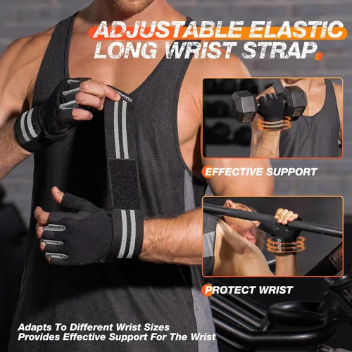 Miniatura 3 de SIMARI Guantes transpirables de entrenamiento para hombres y mujeres, guantes de levantamiento de pesas con acolchado, agarre, protección completa
