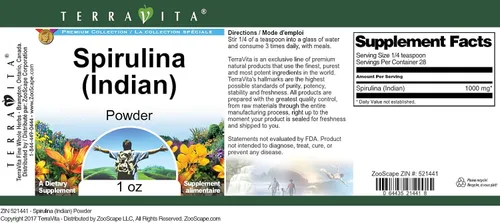 Miniatura 3 de Spirulina (India) Polvo (1 oz, ZIN: 521441)