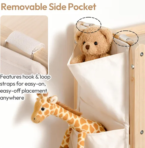 Miniatura 6 de Fodoss Estante para libros para habitaciones de niños, organizador de almacenamiento de juguetes con estantería, estantería de madera maciza