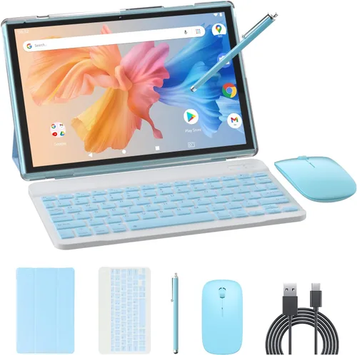 Miniatura 10 de Tableta 2 en 1 con Android 15 de 10 pulgadas, tabletas con teclado y ratón, lápiz capacitivo, 8 GB de RAM 32 GB ROM soporta expansión de 1 TB 2 MP+8