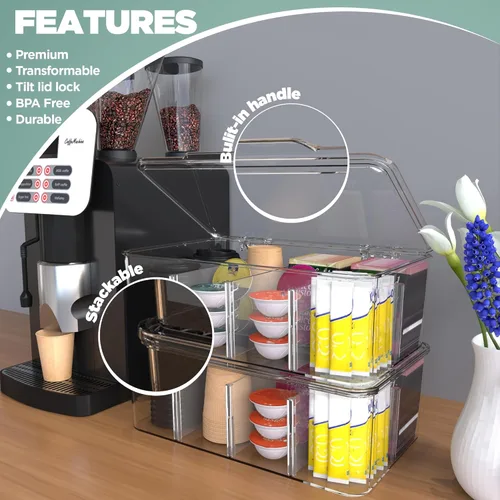 Miniatura 8 de Utopia Home - Organizador de bolsas de té con tapas, (1 unidad) Caja de almacenamiento transparente para despensa - Organizadores de partición