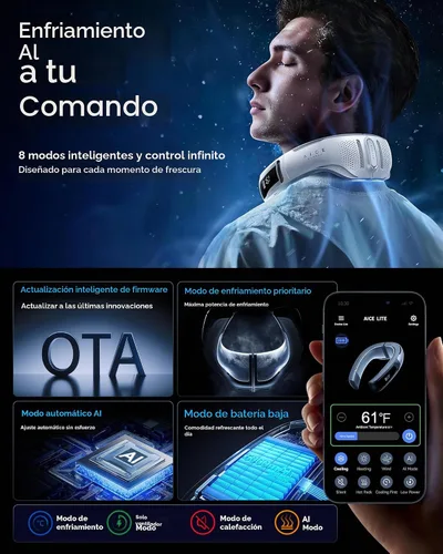 Miniatura 6 de RANVOO AICE LITE Plus 2025 Max Flujo de Aire de Enfriamiento [No.1 Más Fresco y Duradero] Aire Acondicionado para el Cuello, Ventilador de Cuello