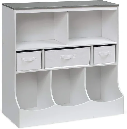 Miniatura 11 de Badger Basket Combo organizador de almacenamiento de juguetes y estantería, unidad de almacenamiento para niños con 3 cestas extraíbles, estantes