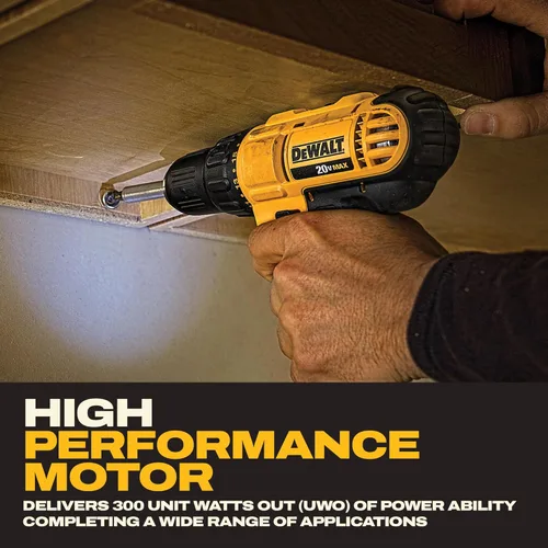 Miniatura 5 de DEWALT Juego de Taladro Atornillador Inalámbrico de 20V Max, 2 Velocidades, Motor de Alto Rendimiento, Incluye 2 Baterías de Iones de Litio XR