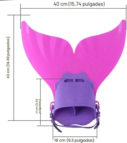 Miniatura 5 de Aleta de natación ajustable de sirena para entrenamiento de natación, niñas, niños, niños AIWANK