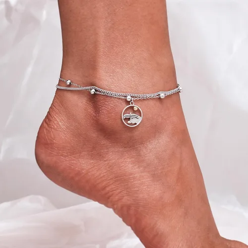 Miniatura 66 de CHIC & ARTSY Tobilleras de plata de ley S925 para mujer, pulsera de tobillo ajustable multicapa para playa, joyería de verano para mujer, de 10 a 11