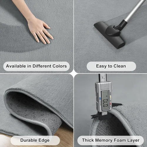 Miniatura 6 de Amearea Alfombras Modernas de Área para Dormitorio Sala de Estar, 4x6 Pies Gris Alfombra de Espuma Viscoelástica Engrosada, Alfombras Mullidas