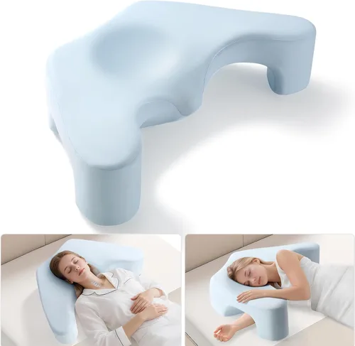 Almohada para dormir de lado para aliviar el dolor de hombro, almohada de espuma viscoelástica con diseño de orificio para el brazo y soporte para