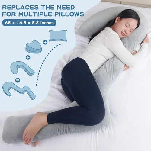 Miniatura 3 de SAHEYER Almohada corporal para dormir de lado, almohada de espuma viscoelástica de 68 pulgadas de largo con funda, almohada de cuerpo completo