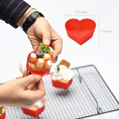 Miniatura 5 de Moldes de silicona para hornear cupcakes, moldes antiadherentes para muffins, molde de silicona para mini cupcakes de 2.75 pulgadas, contenedor