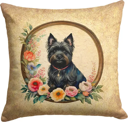 Miniatura 117 de Caroline's Treasures DAC2072PW1414 Affenpinscher and Flowers - Almohada decorativa de tela, lavable a máquina, para interiores y exteriores