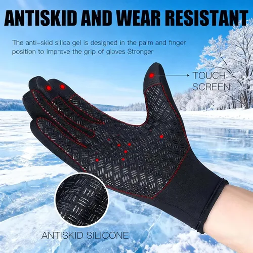 Miniatura 4 de Guantes impermeables de invierno unisex con capacidad de pantalla táctil, muñeca elástica resistente al viento y palma antideslizante para correr