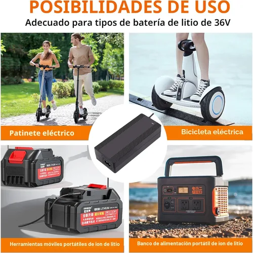 Miniatura 5 de Cargador eléctrico de scooter de 42 V 2 A para batería de litio de 36 V, cargador 5 en 1 para Gotrax, Jetson, Razor, Swagtron, Bird, Segway