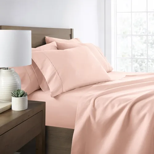 ienjoy Home Linen Market - Juego de sábanas de 6 piezas, color rubor, tamaño King Blush