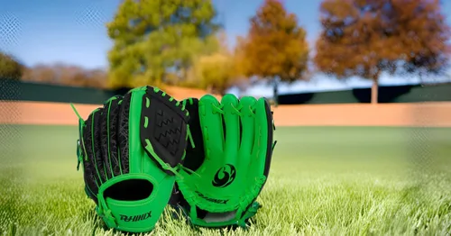 Miniatura 4 de PHINIX Guantes de béisbol para jugar y entrenar de 8.5 a 9 pulgadas Verde sin bola