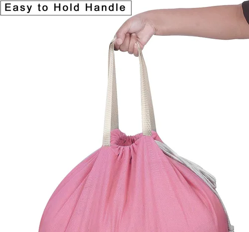 Miniatura 3 de Bolsa de lavandería extra grande con cordón y asa, bolsa de ropa sucia de viaje resistente para lavandería y hogar, forro duradero para cesta