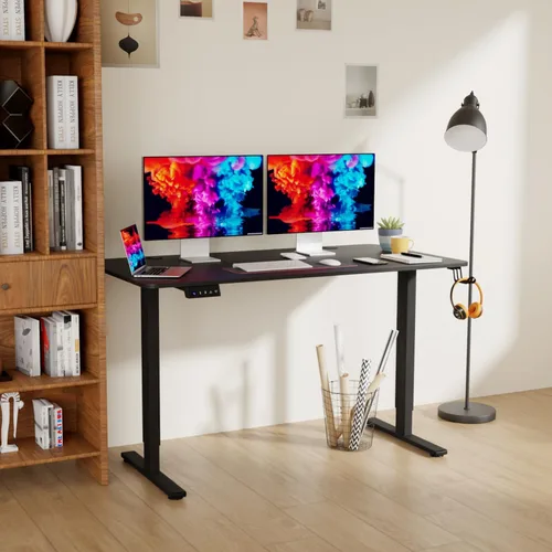 Miniatura 8 de Estación de trabajo de computadora de altura ajustable, escritorio eléctrico de pie para sentarse, mesa de computadora que se eleva hacia arriba