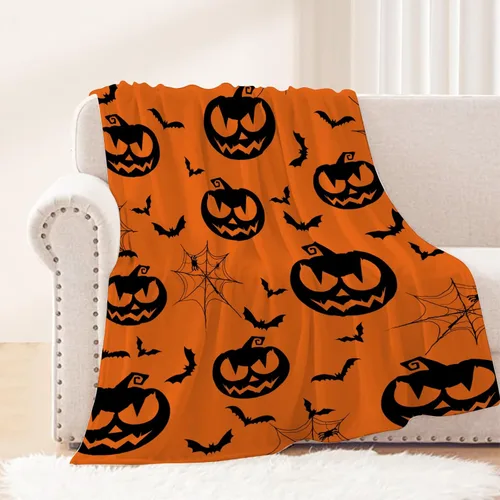 Miniatura 19 de Manta de Halloween – Manta pequeña de calavera vintage para niños y adultos, ligera, esponjosa, suave y acogedora manta de vellón para sofá, cama