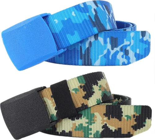 Miniatura 14 de Cinturones para hombre, cinturón táctico militar de nailon camuflaje con hebilla de plástico ajustable, paquete de 2 Camuflaje de la selva