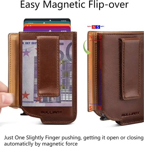 Miniatura 4 de Bigant Cartera delgada para hombre, cartera de aluminio con clip para dinero, 8 tarjetas, bloqueo RFID