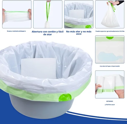 Miniatura 3 de Kovevo Paquete de 60 Forros para Inodoro Portátil con Almohadillas Absorbentes, 60 Forros para Inodoro Portátil de Cabecera y 60 Almohadillas