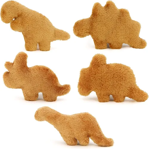 Mini Dinosaurio Nuggets de Pollo de Peluche 4.2 Pulgadas, Almohada de Juguete Relleno de Nuggets de Pollo Frito Dino Realista y Divertido, Regalo