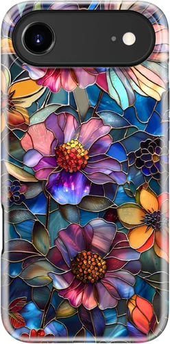 Miniatura 97 de Funda para iPhone 12 Mini, compatible con carga inalámbrica, protección de doble capa con elegante diseño de flores silvestres, silicona suave +