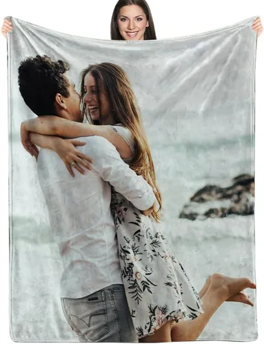 ICELIETE Manta personalizada con texto en imagen, manta de forro polar personalizada con foto para parejas, regalos personalizados de Navidad y 01