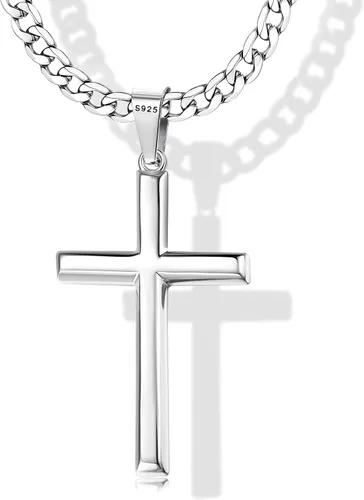 MILACOLATO Collar de cruz para hombres y mujeres Cadena de eslabones Figaro de 0.197 in fuerte o cadena de eslabones cubanos Collares de cruz para