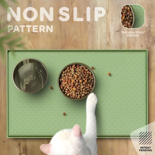Miniatura 4 de Tapete para comida de perro y gato, bordes elevados para evitar derrames de comida y agua, impermeable, protege el piso, fácil de limpiar