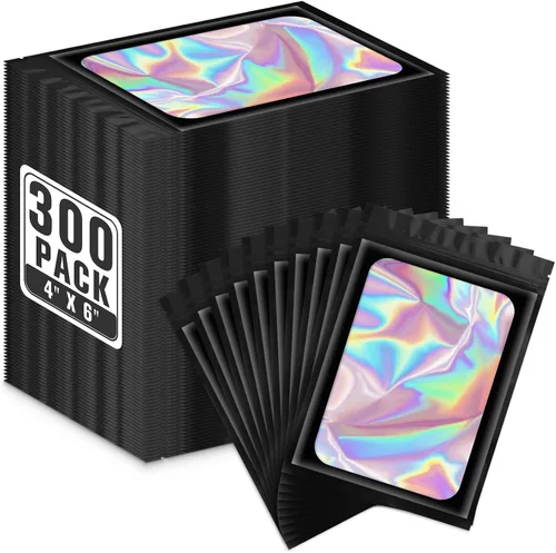 Miniatura 26 de ANZNKU 300 bolsas holográficas de Mylar resellables, bolsas resellables de 4x6 pulgadas para pequeñas empresas, bolsa de kit para resaca a prueba