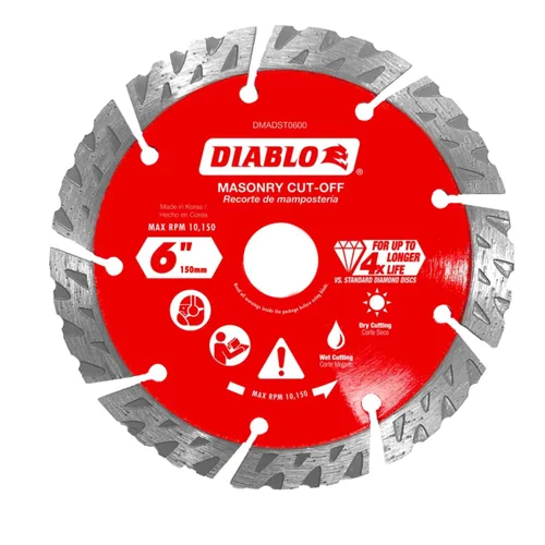 Miniatura 3 de Diablo Hoja de corte segmentada de diamante turbo para mampostería, hormigón, ladrillo y bloque - 5" de diámetro, 2.6mm de Kerf, 6150 RPM máximos