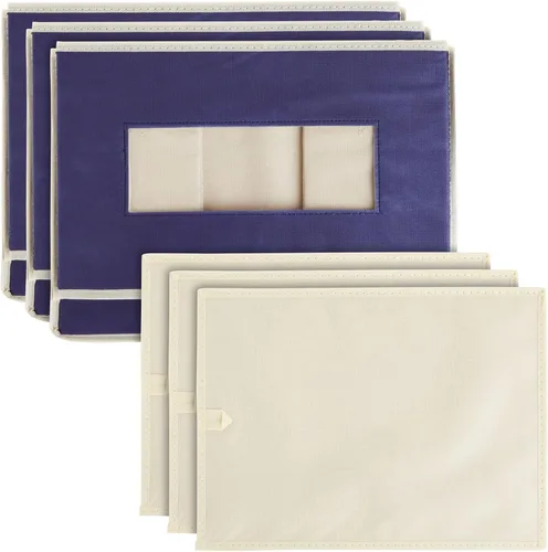 Miniatura 3 de Juvale Contenedores de almacenamiento de tela con tapas, organizadores de almacenamiento debajo de la cama, organizador plegable con ventana, Azul