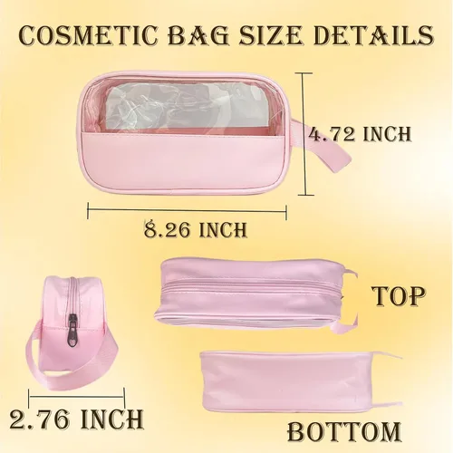 Miniatura 2 de Bolsa de maquillaje transparente, bolsa de cosméticos portátil de viaje para mujeres, aprobada por la TSA, bolsa transparente impermeable de PVC