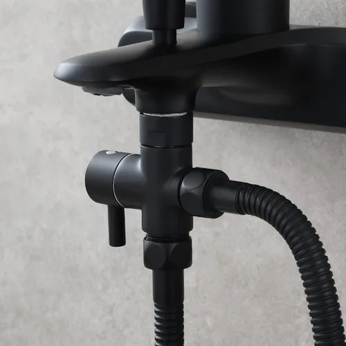 Miniatura 3 de CIENCIA Válvula desviadora de brazo de ducha de 3 vías de latón G 1/2 para ducha de mano, piezas negras, DSF007C