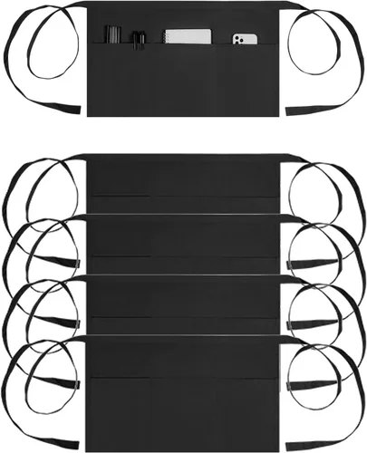 Delantales de camarera impermeables, delantales de cocina resistentes a granel con 3 bolsillos para mujeres y hombres