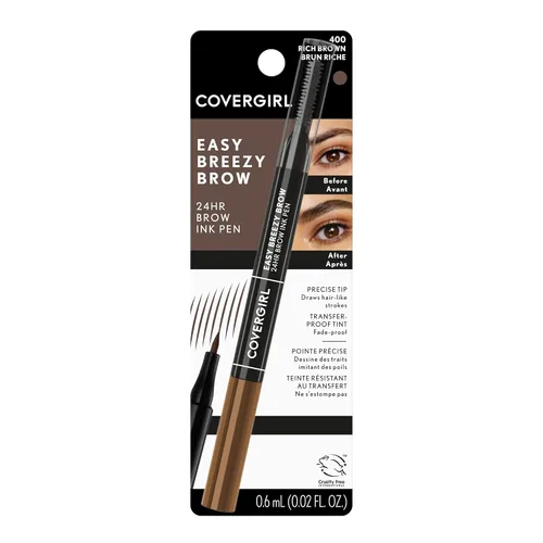 Miniatura 3 de COVERGIRL - Easy Breezy Brow 24HR Brow Ink Pen, doble aplicador, punta de fieltro ultraprecisa, peine de carrete, resistente al agua, ligero, 100%