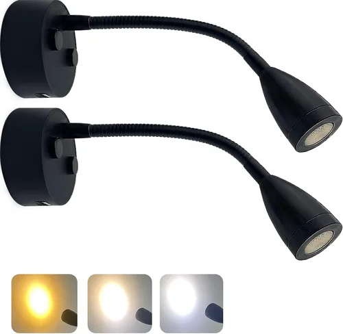Miniatura 8 de TZnpnor - Paquete de 2 luces LED de noche de 12 a 24 V, puerto de carga USB, cuello de cisne, atenuación táctil, foco giratorio de 360° para cámper