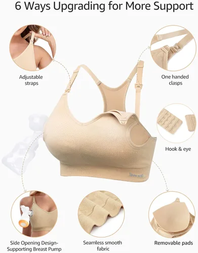 Miniatura 4 de Pumping Bra for Breastfeeding Supportive Workout Racerback Nursing & Maternity Bra Wirefree Yoga Sport Bra